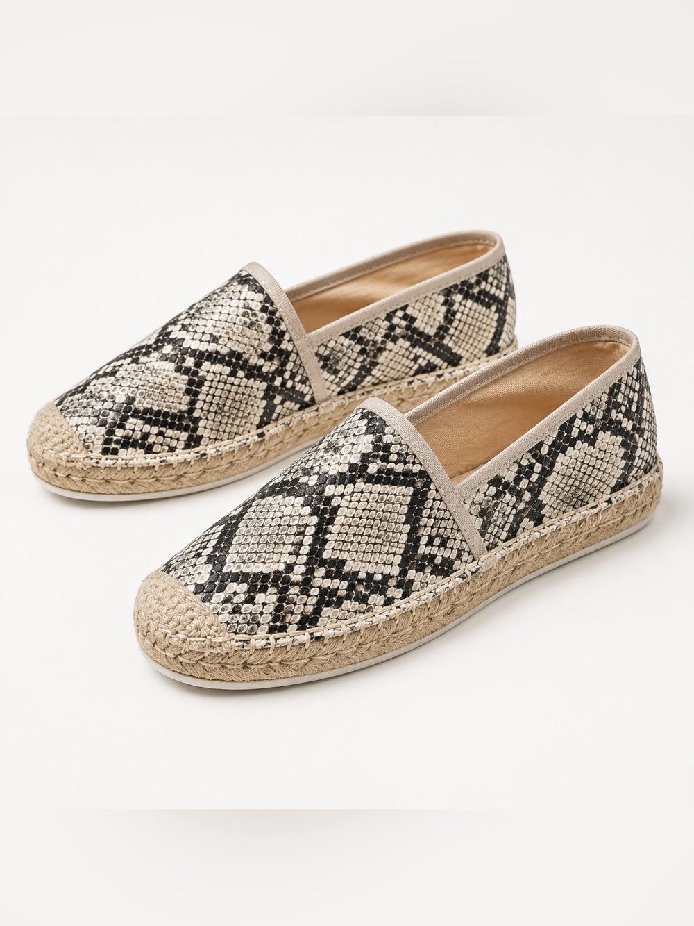 Ideal Shoes Snakeskin Print Platform Espadrille Flats Size EU 40 / US 9–9.5